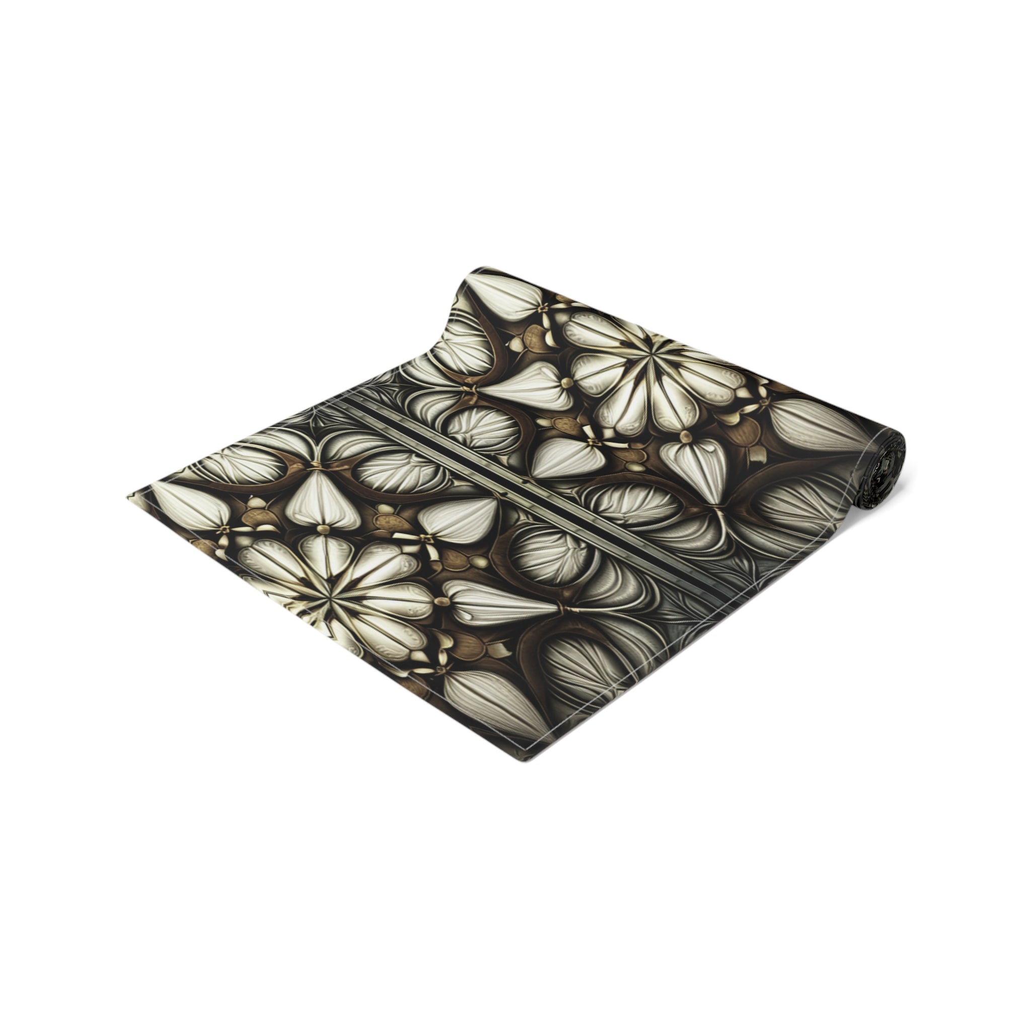 Ivory Brown Art Deco Pattern Table Runner