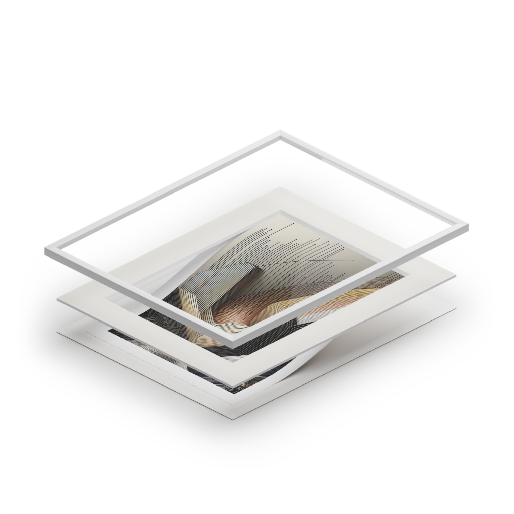 Stack of square glass panels on a white background