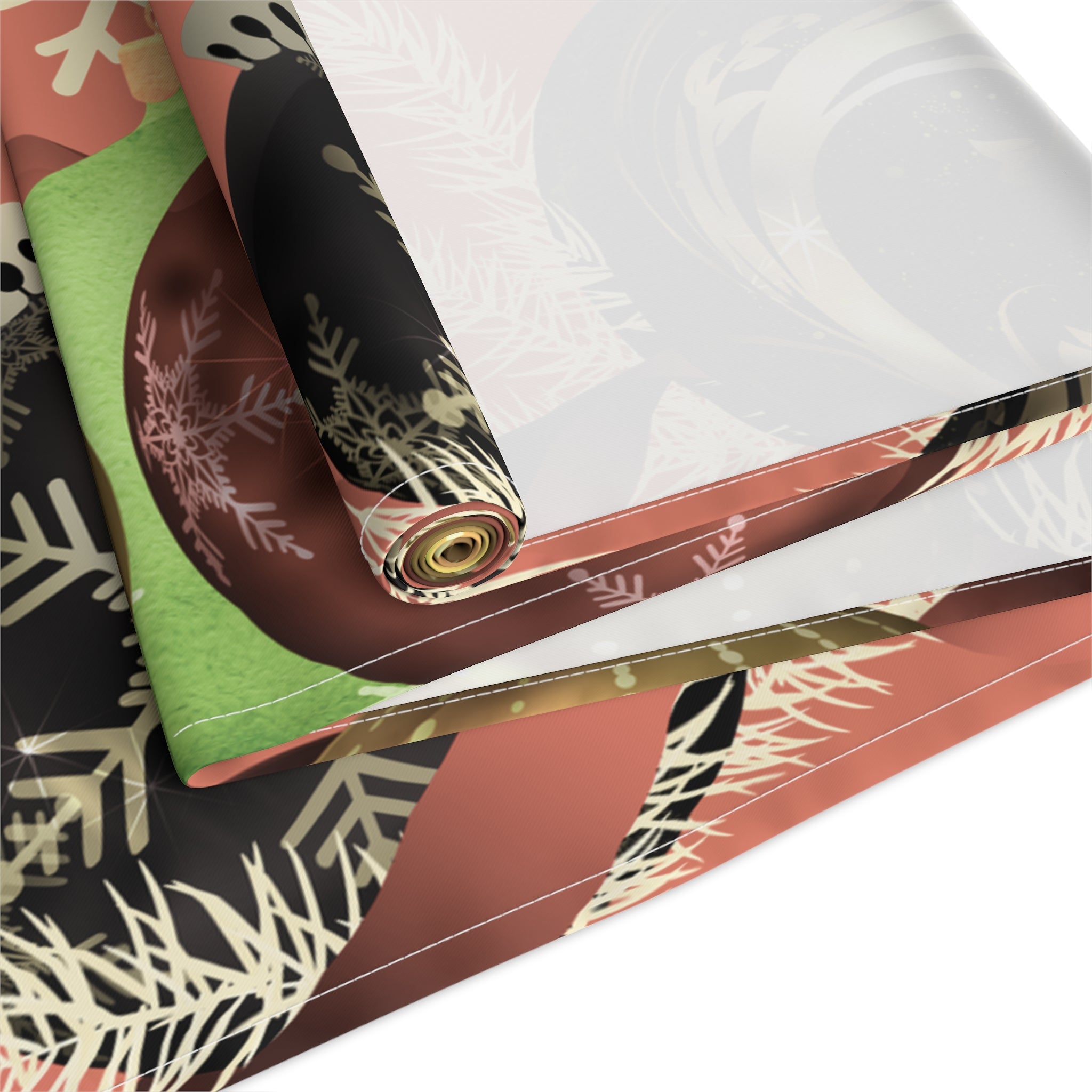 Christmas Ornaments Red Table Runner