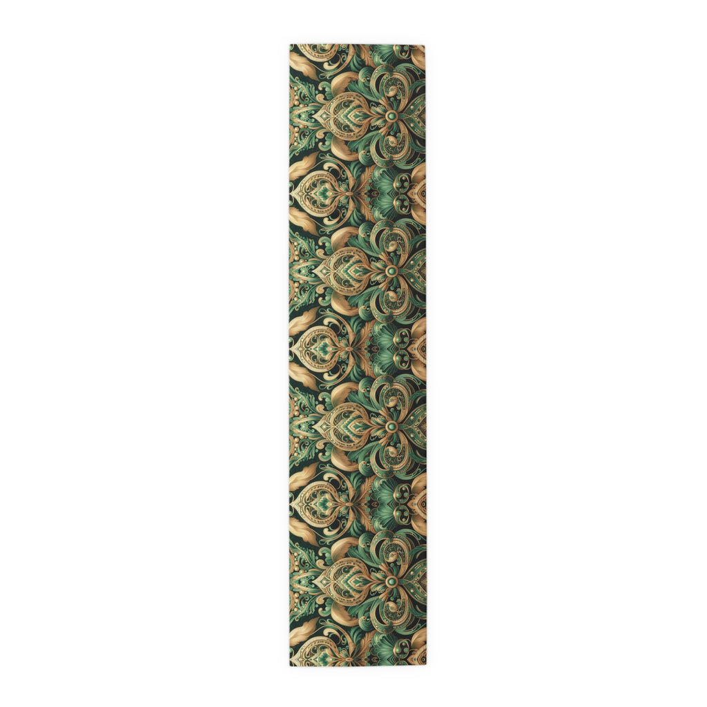 Elaborate Emerald Floral Table Runner