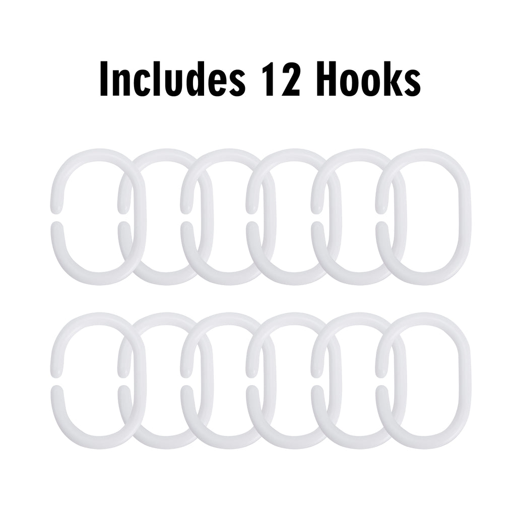 White hooks on a white background with text indicating 'Includes 12 Hooks'.