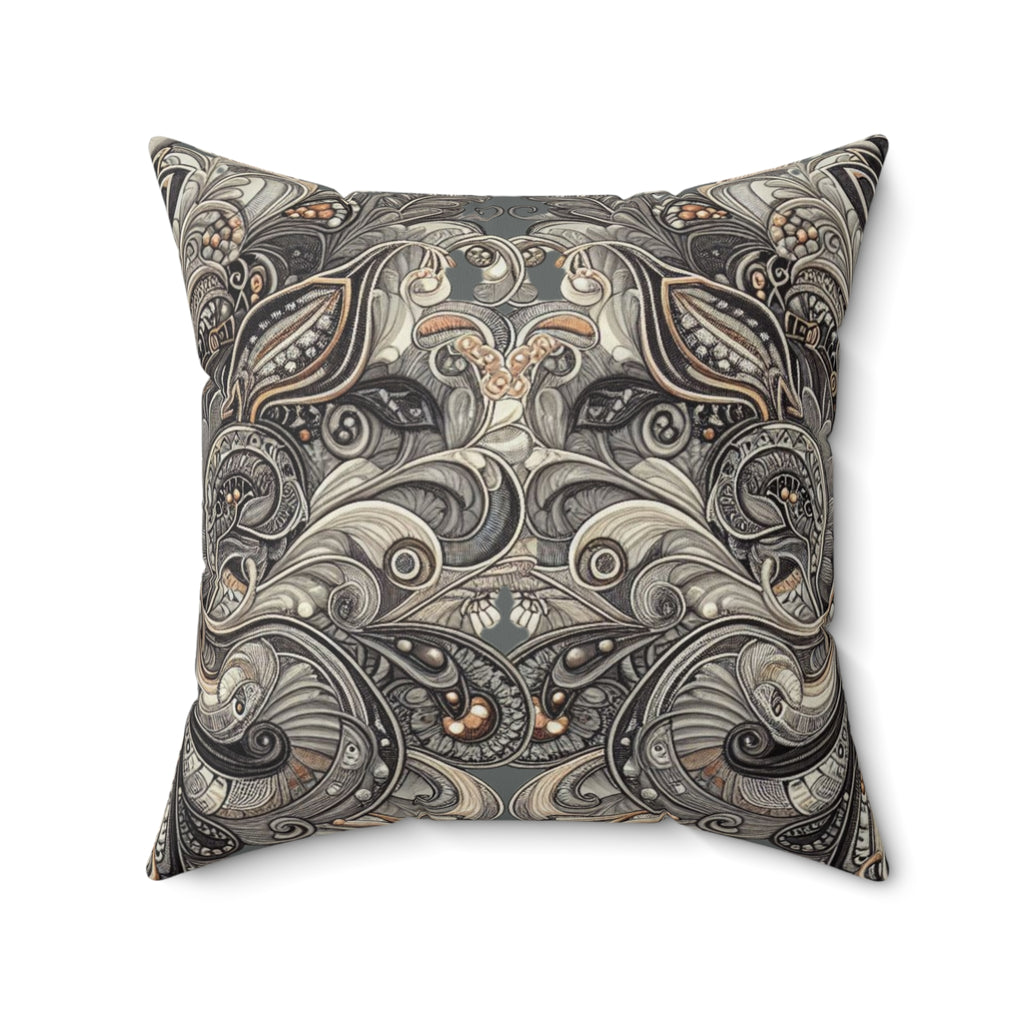 Decorative pillow with intricate paisley pattern on a white background