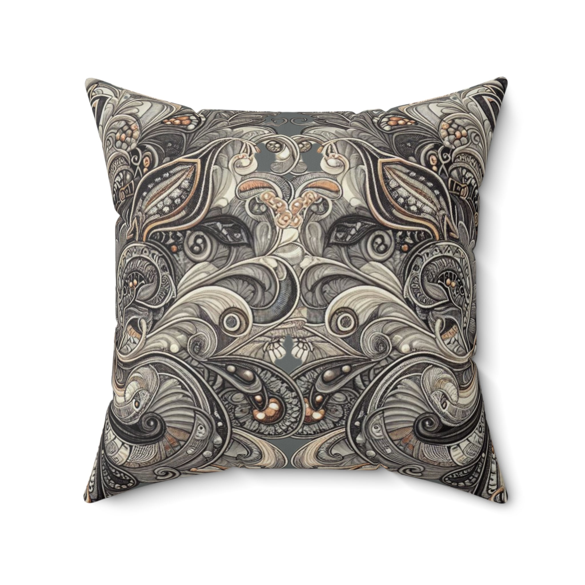 Art Deco Paisley Floral Faux Suede Accent Pillow