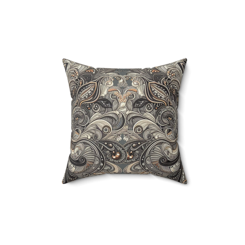 Art Deco Paisley Floral Faux Suede Accent Pillow