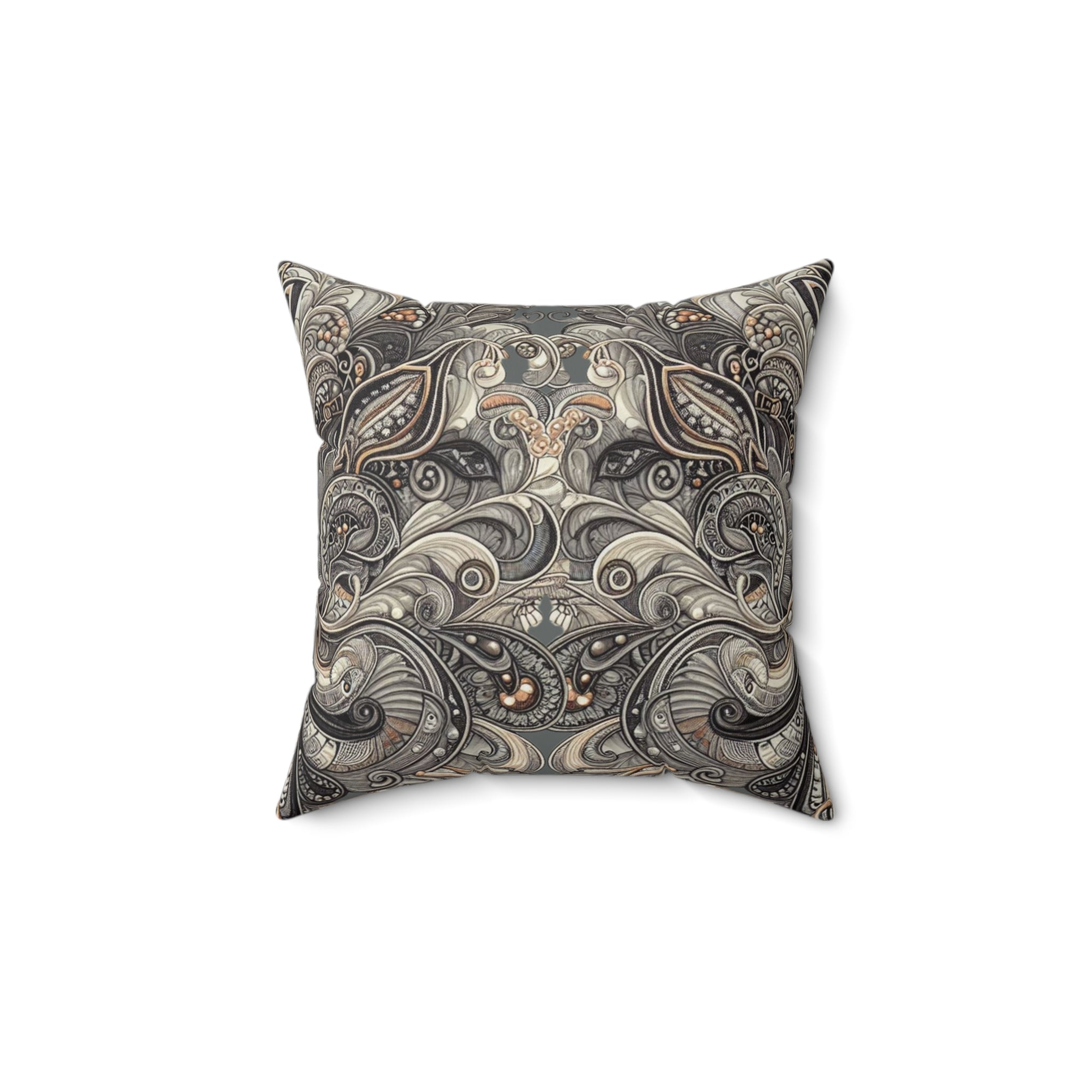 Art Deco Paisley Floral Faux Suede Accent Pillow