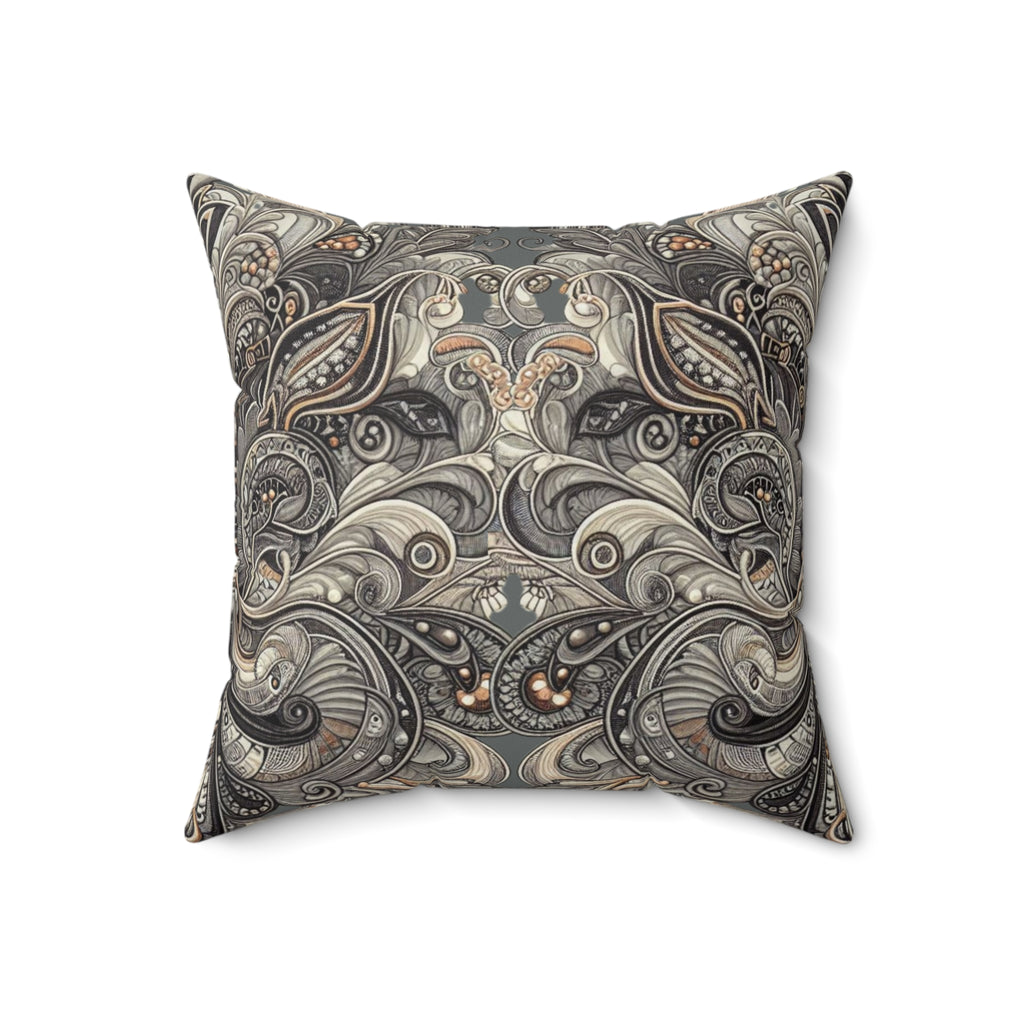 Art Deco Paisley Floral Faux Suede Accent Pillow