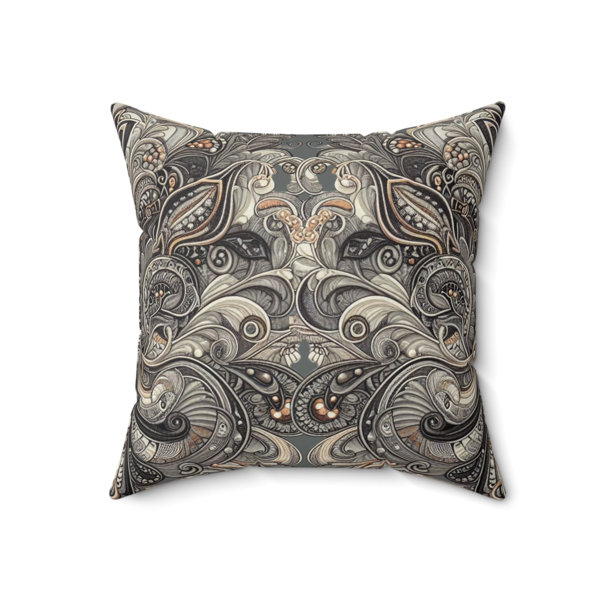 Art Deco Paisley Floral Faux Suede Accent Pillow