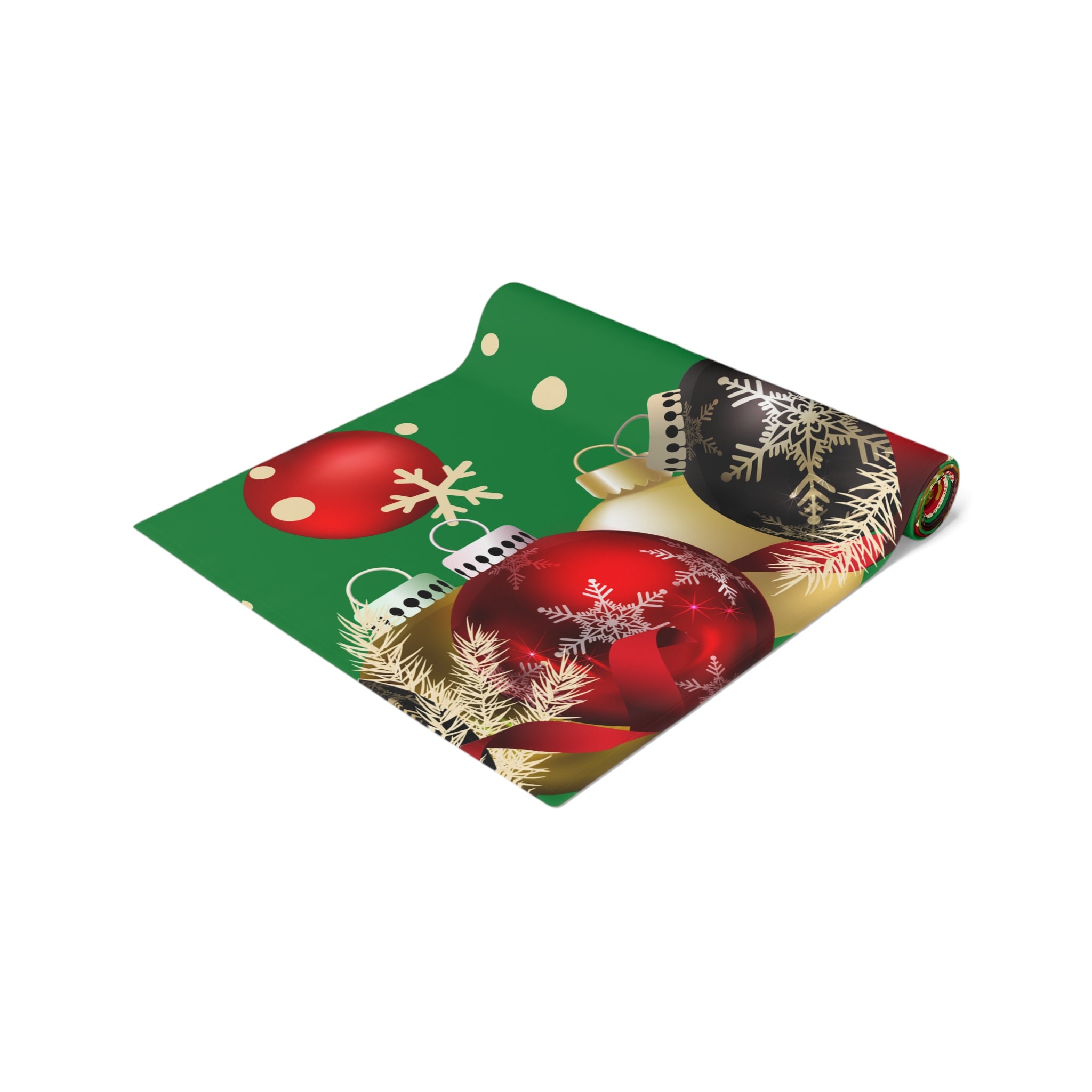 Christmas Ornaments Green Table Runner