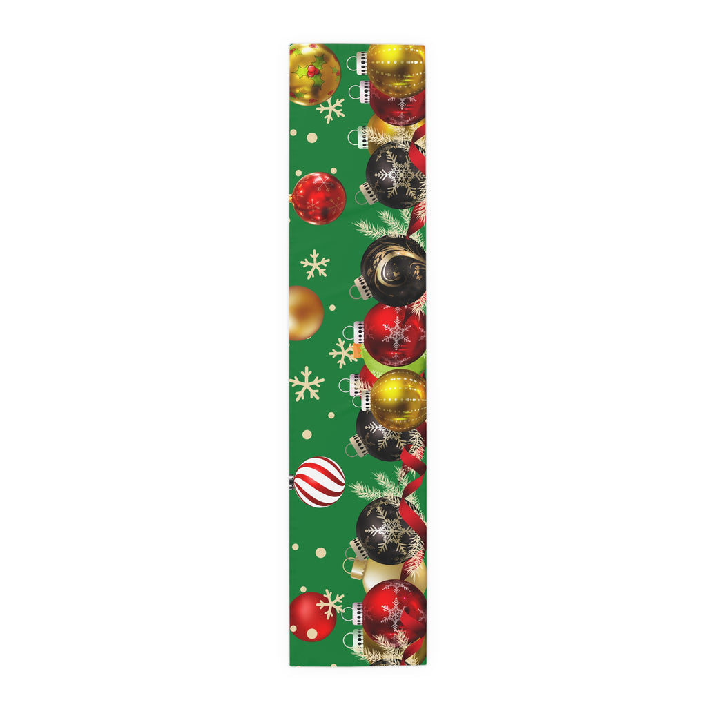 Christmas Ornaments Green Table Runner