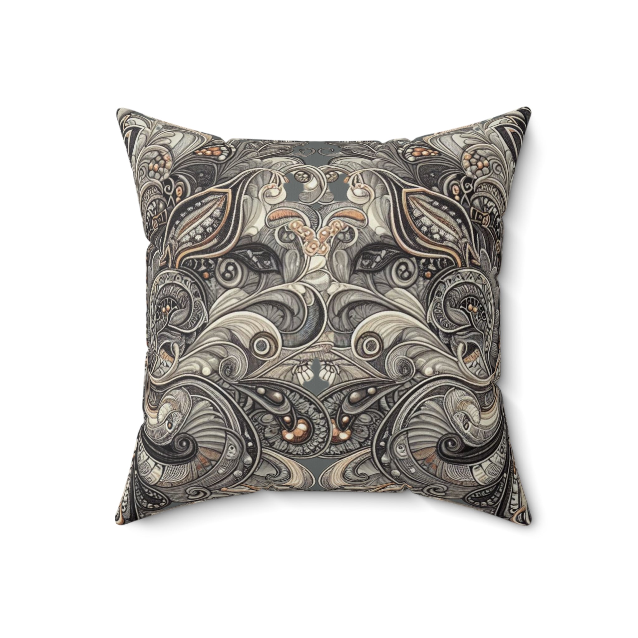 Art Deco Paisley Floral Faux Suede Accent Pillow