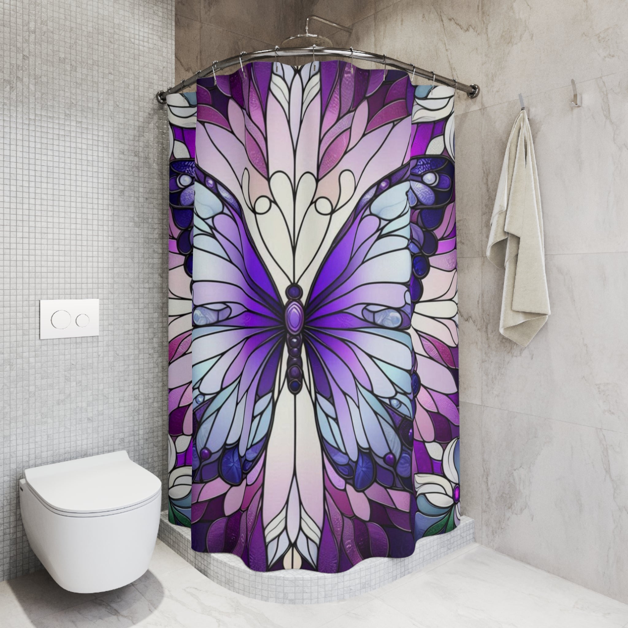 Butterfly Stained Glass Shower Curtain