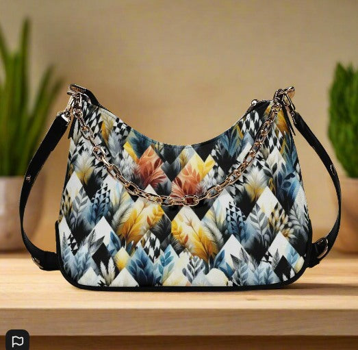Modern Abstract Design Women's Leather Crossbody Bag - Removable Shoulder Strap