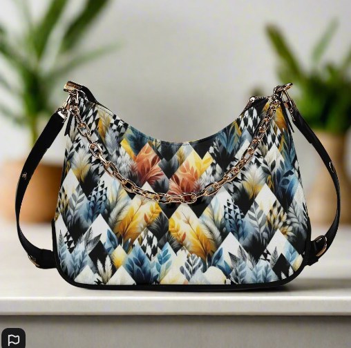 Modern Abstract Design Women's Leather Crossbody Bag - Removable Shoulder Strap