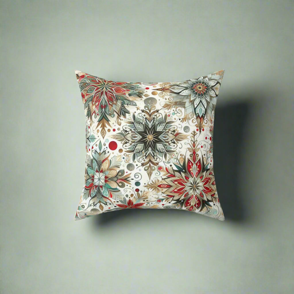 Decorative pillow with floral pattern on a white background