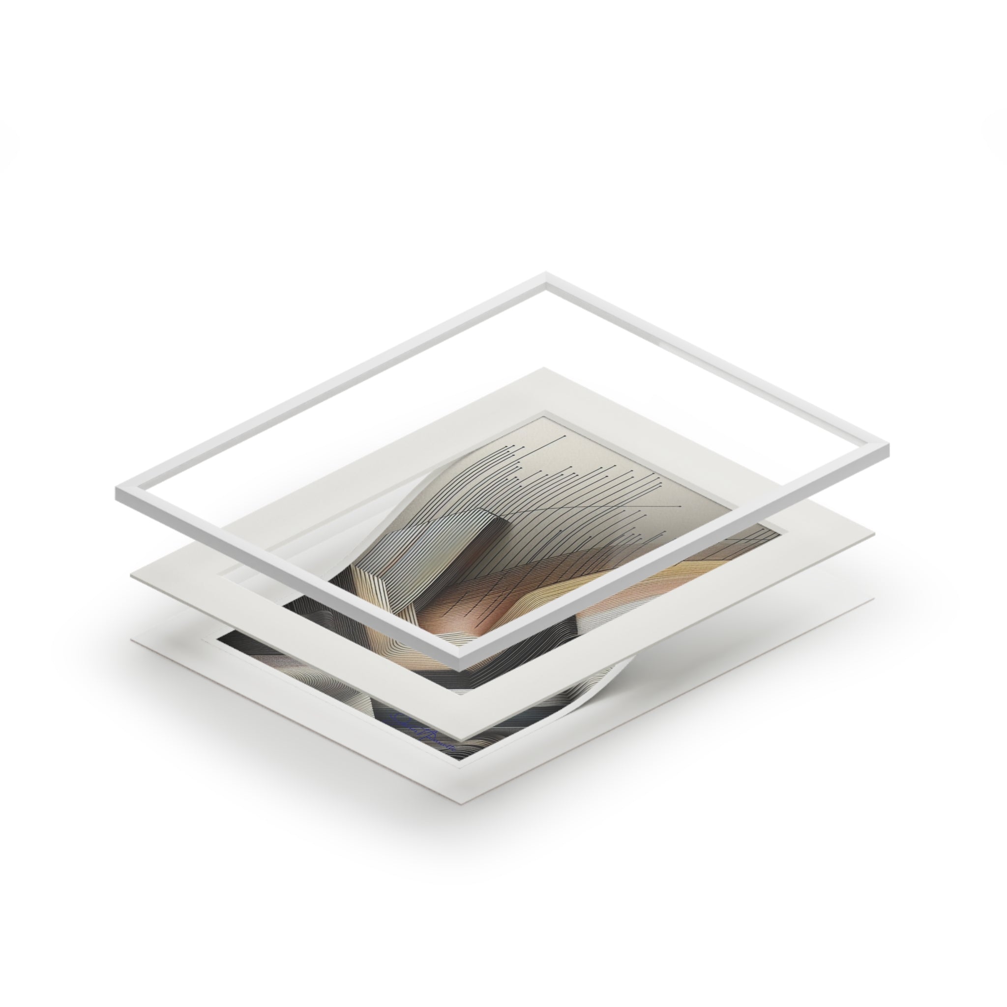 Stack of square white frames on a white background
