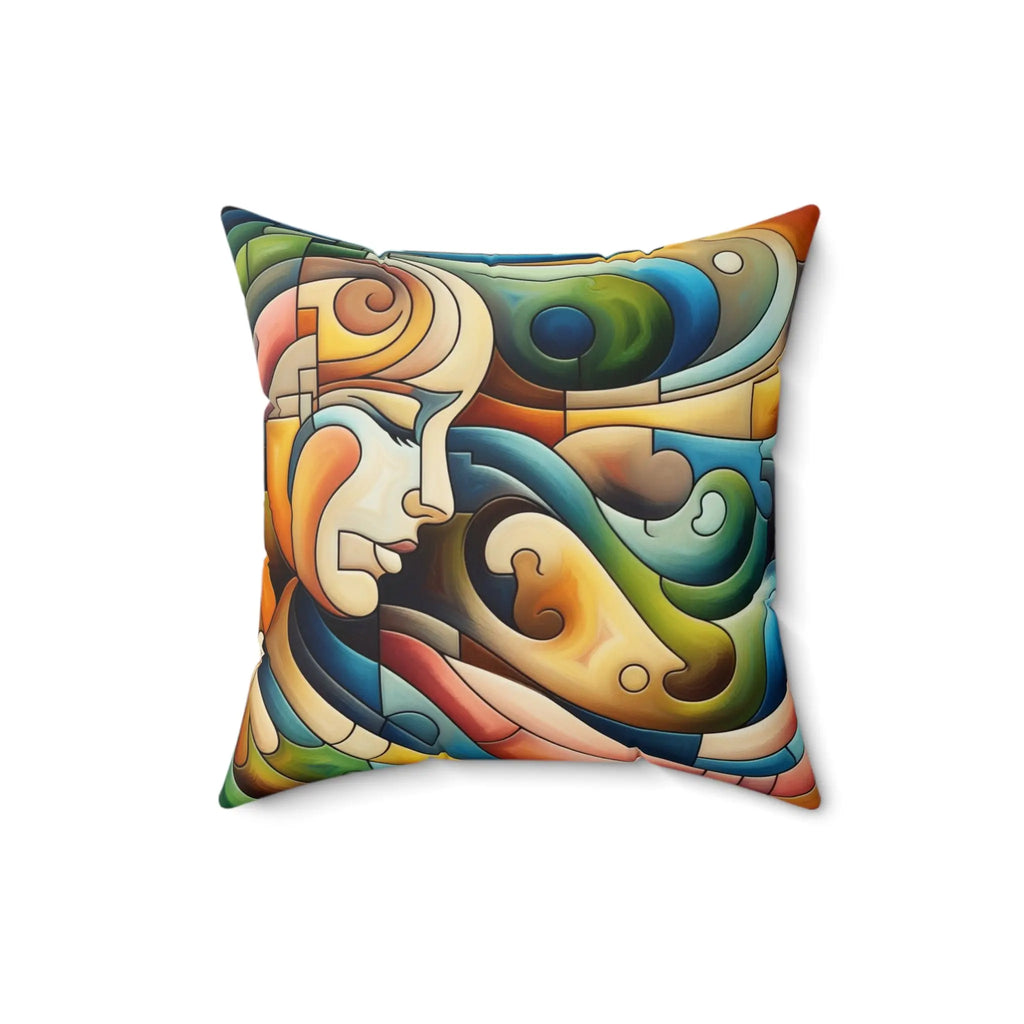 Colorful Art Deco Faux Suede Accent Pillow