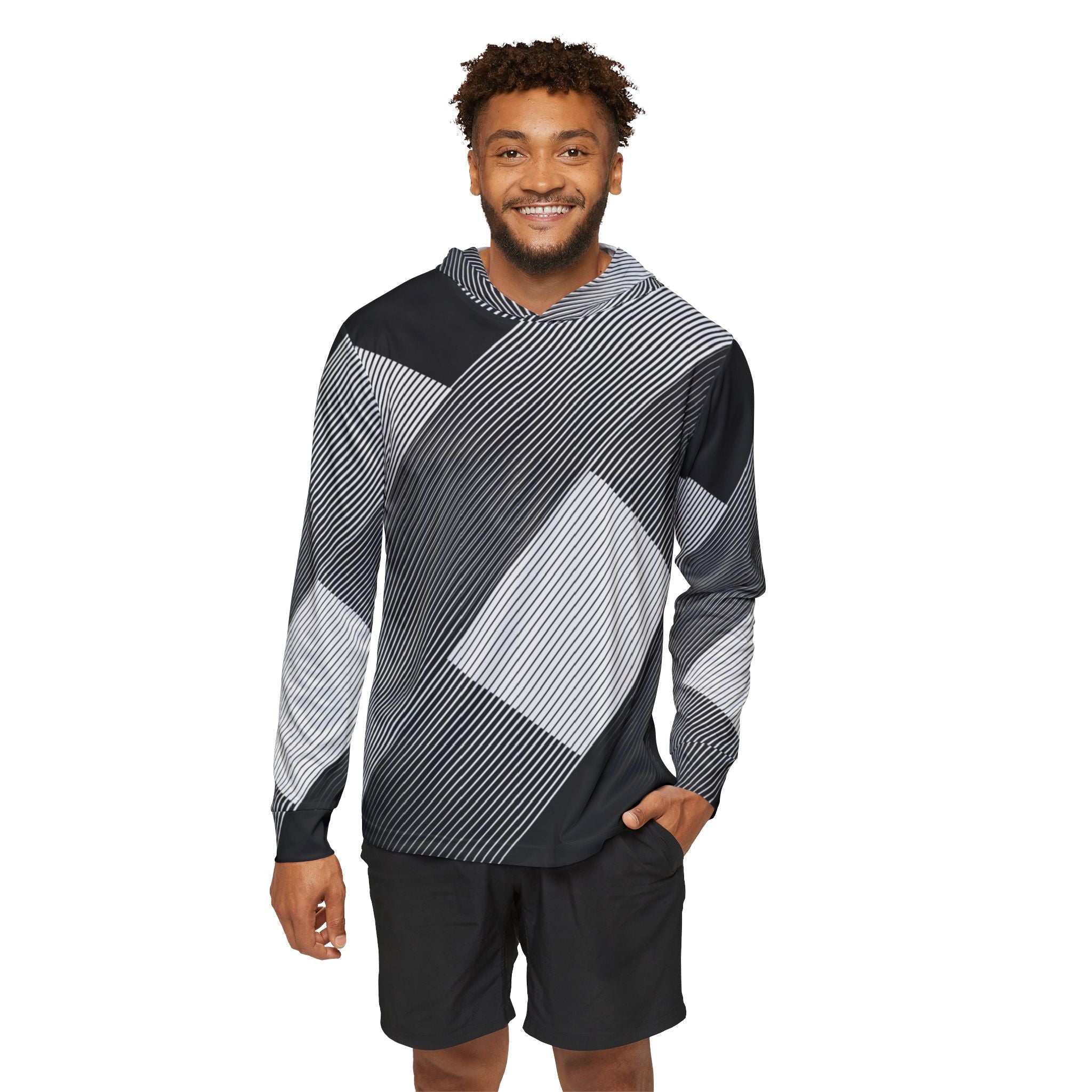 Men's Charcoal Linear Sports Fashion Hoodie