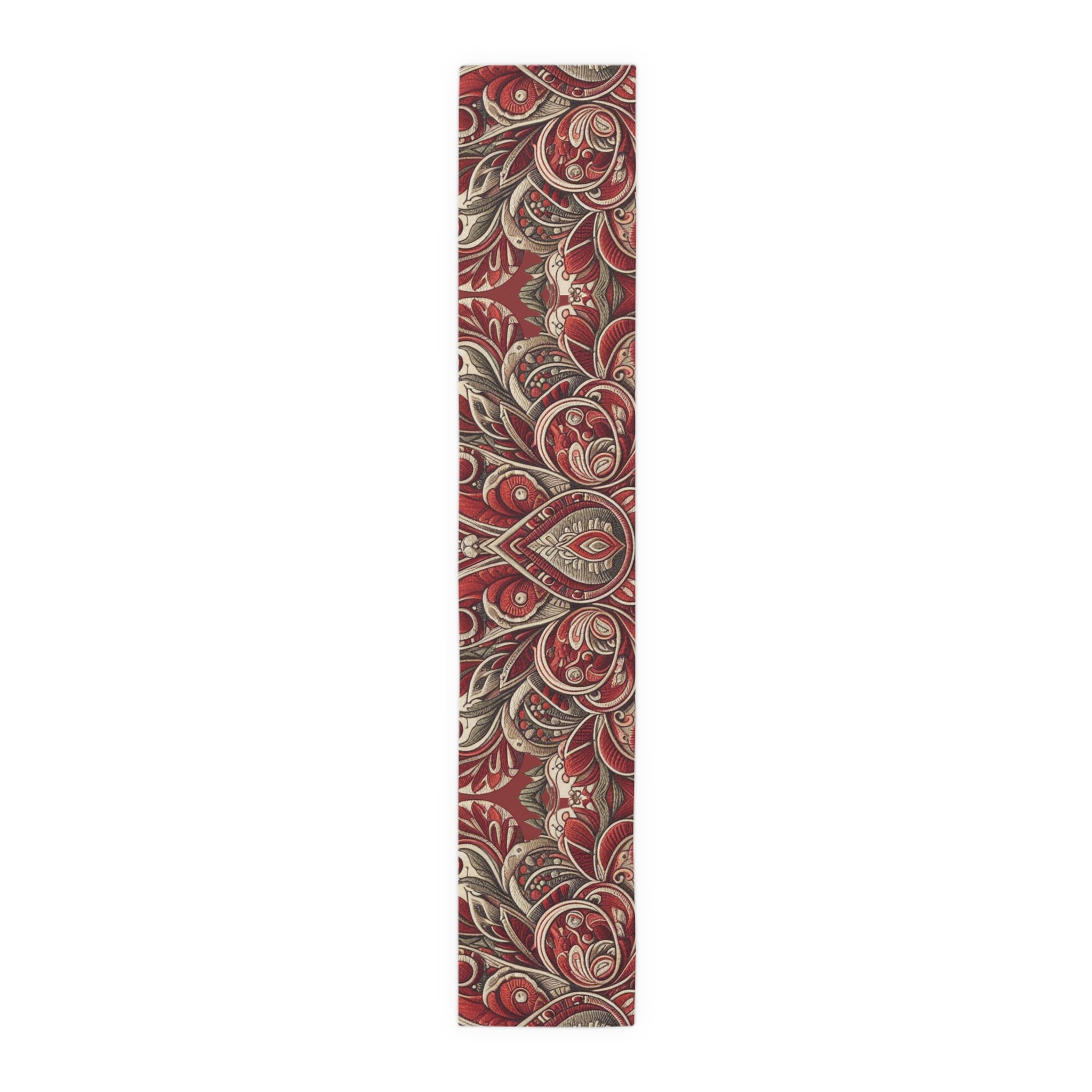 Decorative tapestry with intricate patterns on a white background
