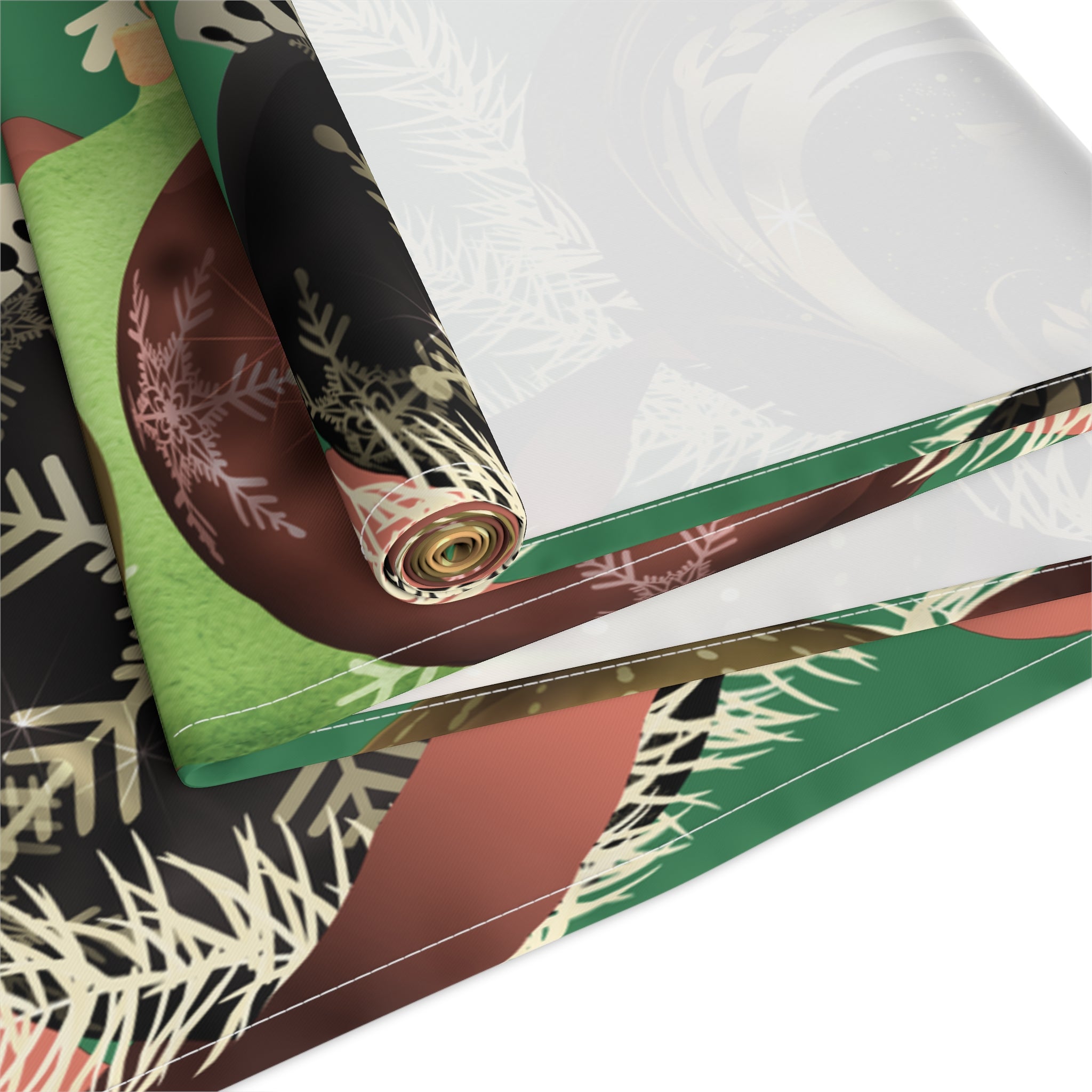 Christmas Ornaments Green Table Runner