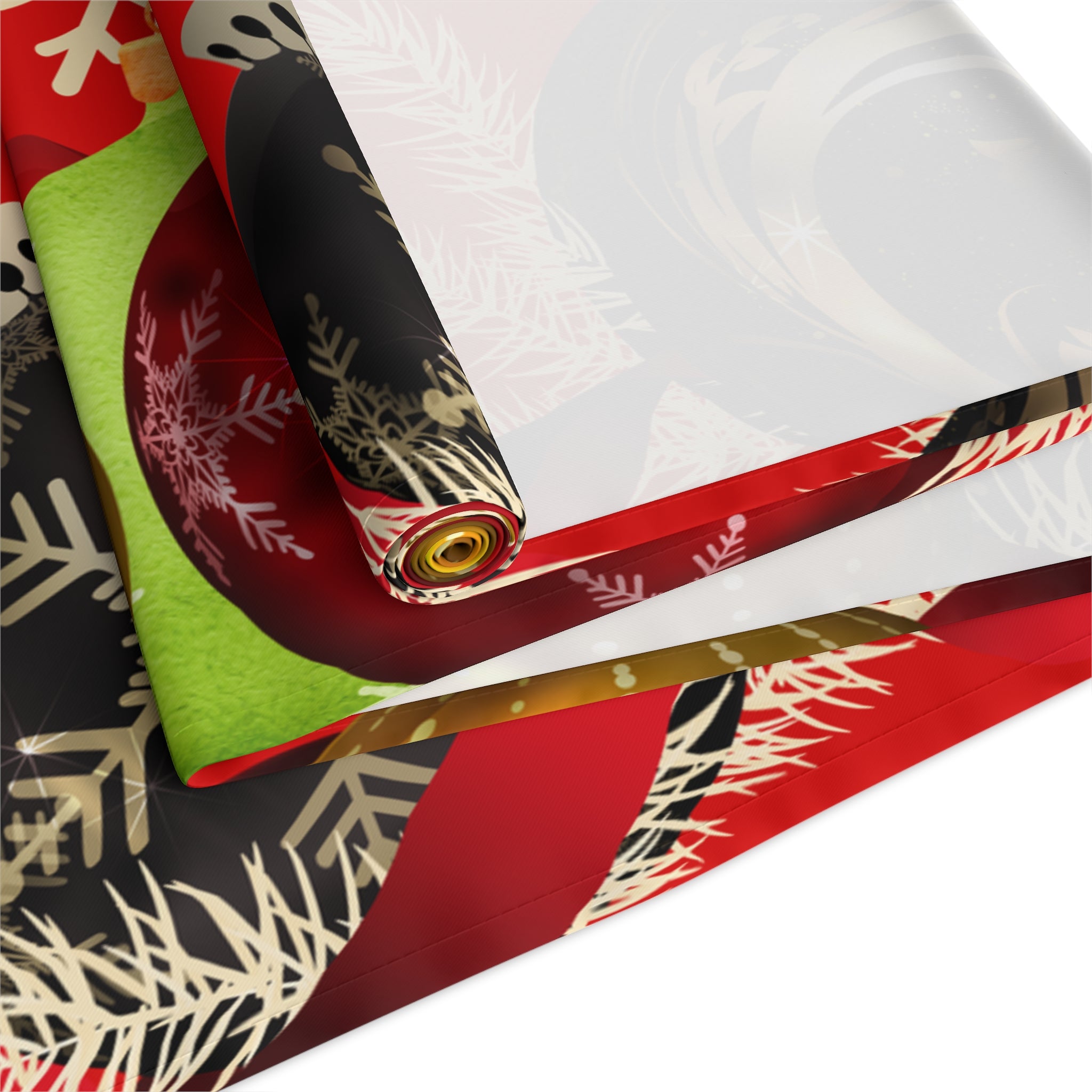 Christmas Ornaments Red Table Runner