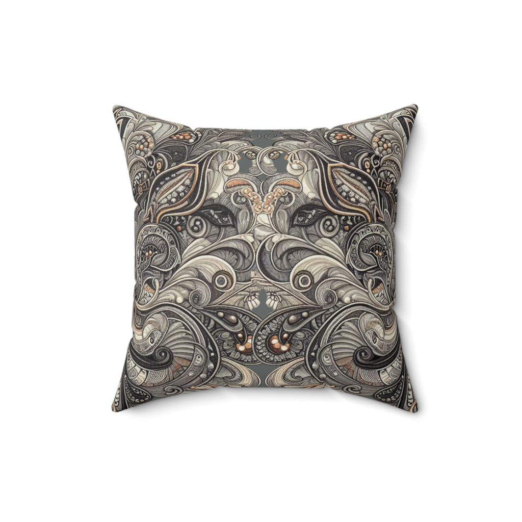 Art Deco Paisley Floral Faux Suede Accent Pillow
