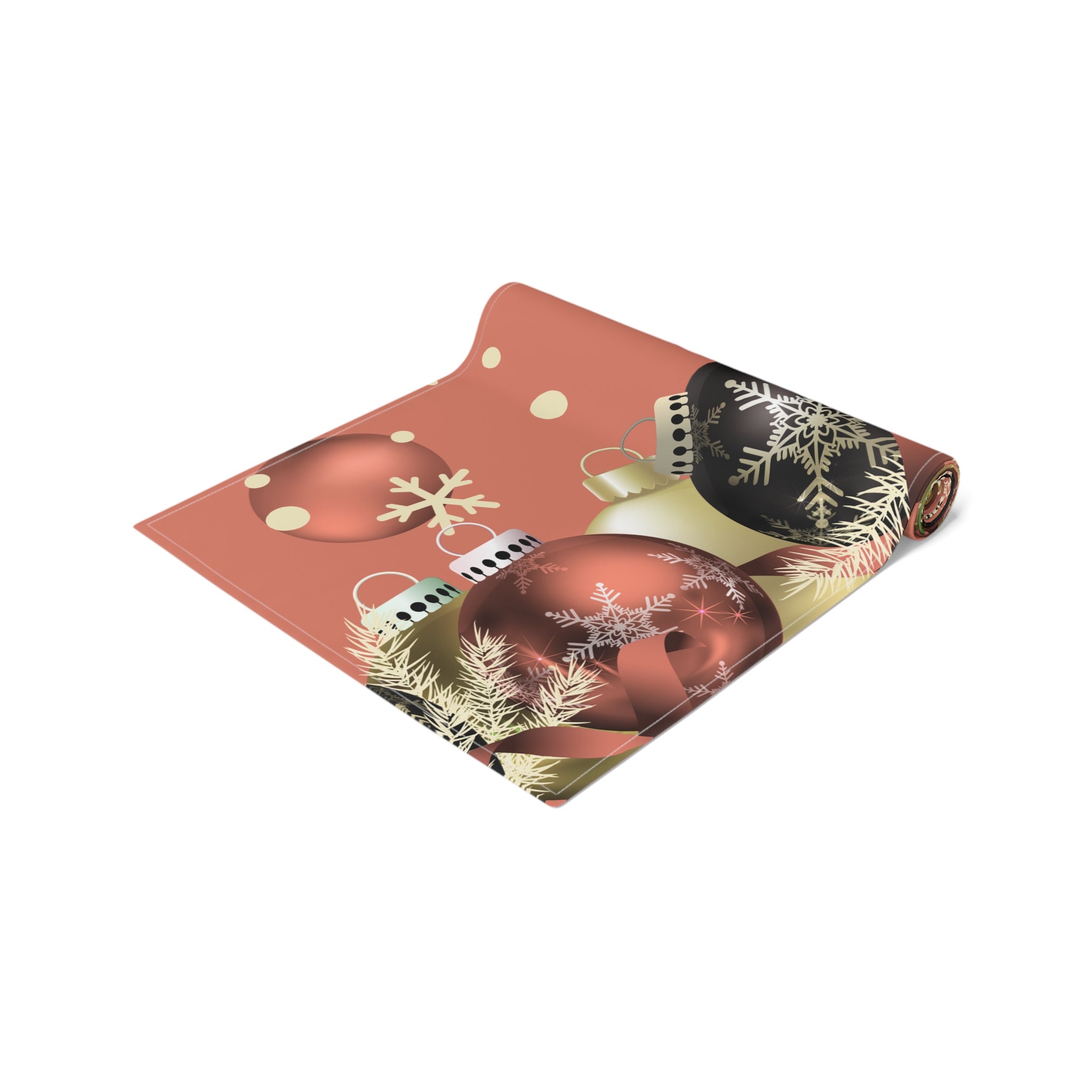 Christmas Ornaments Red Table Runner