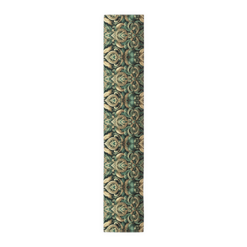 Elaborate Emerald Floral Table Runner
