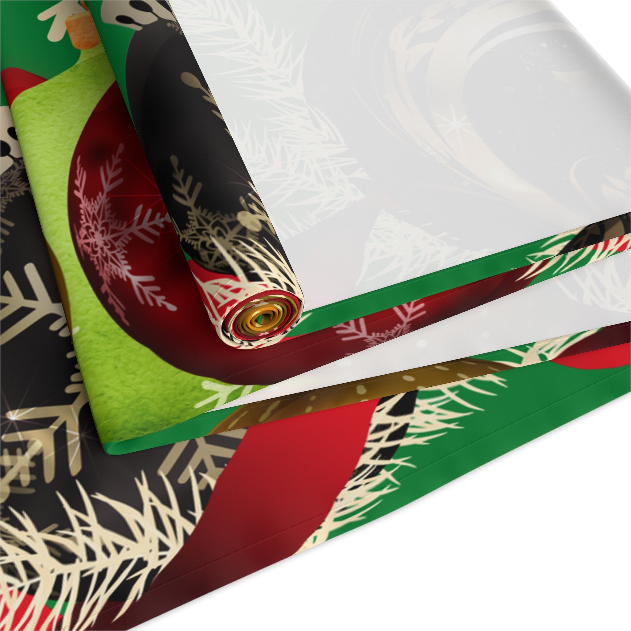 Christmas Ornaments Green Table Runner