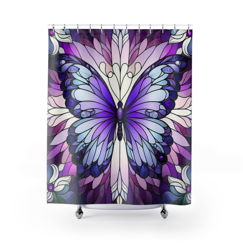 Butterfly Stained Glass Shower Curtain