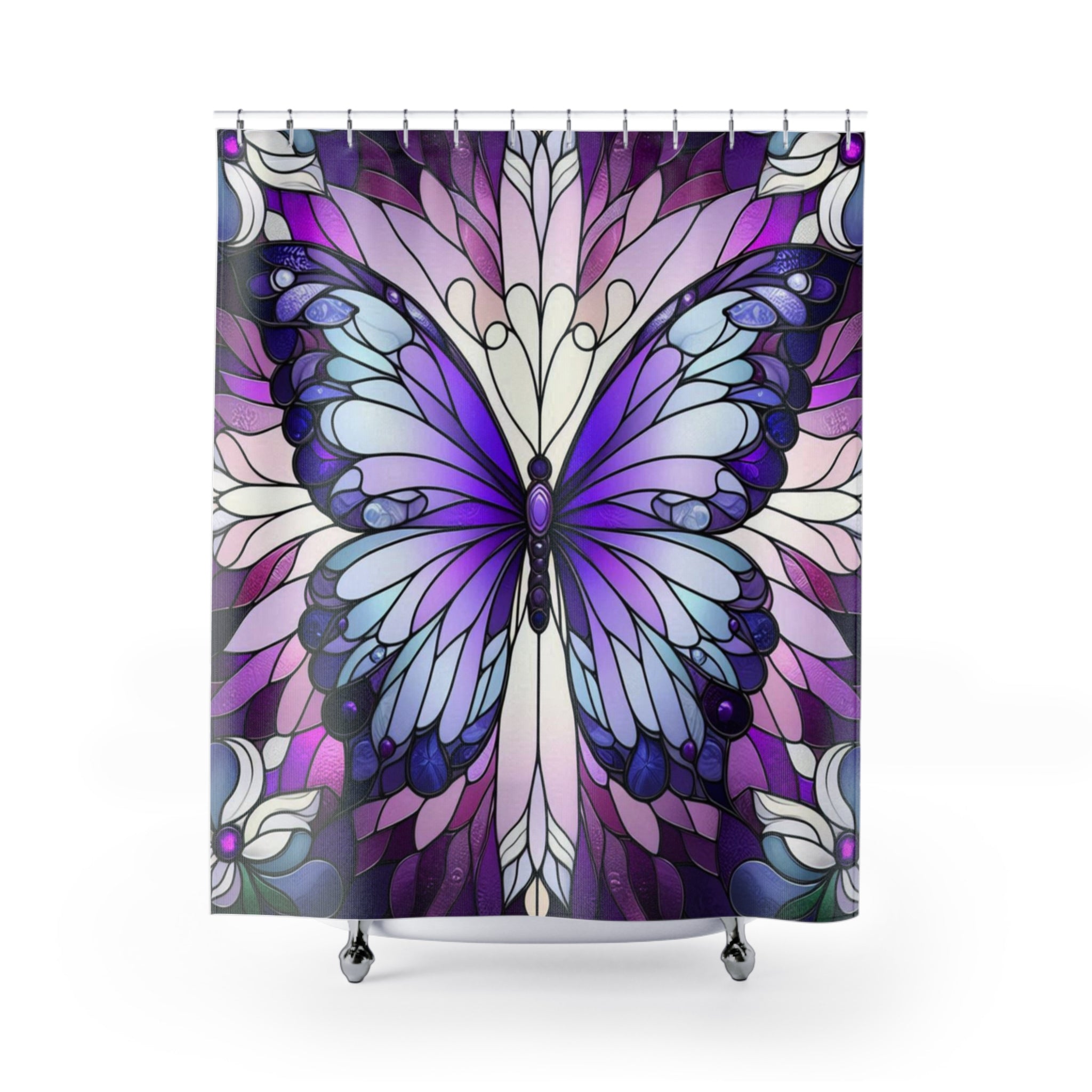 Butterfly Stained Glass Shower Curtain
