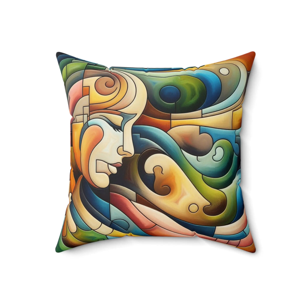 Colorful Art Deco Faux Suede Accent Pillow