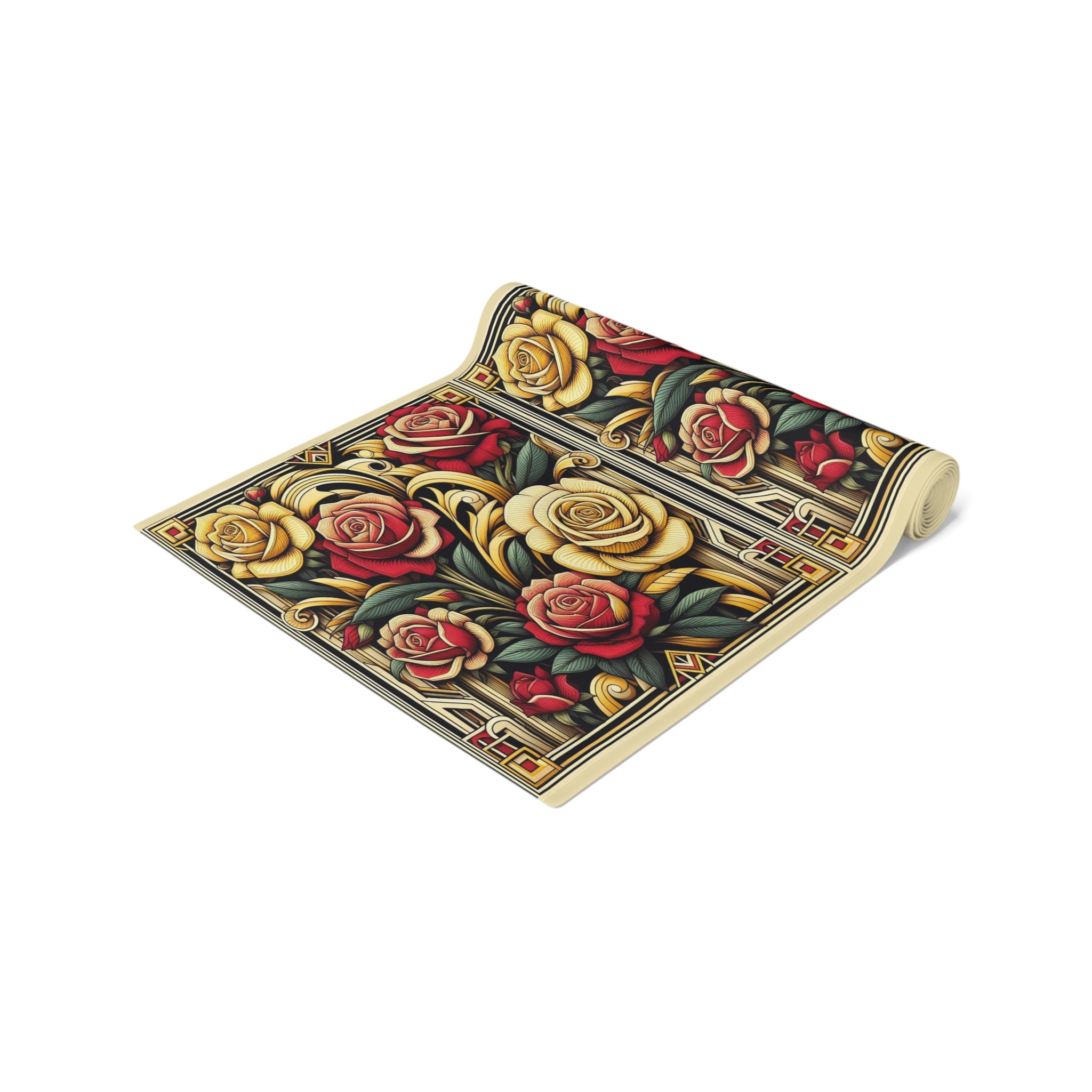 Decorative mat with floral design on a white background