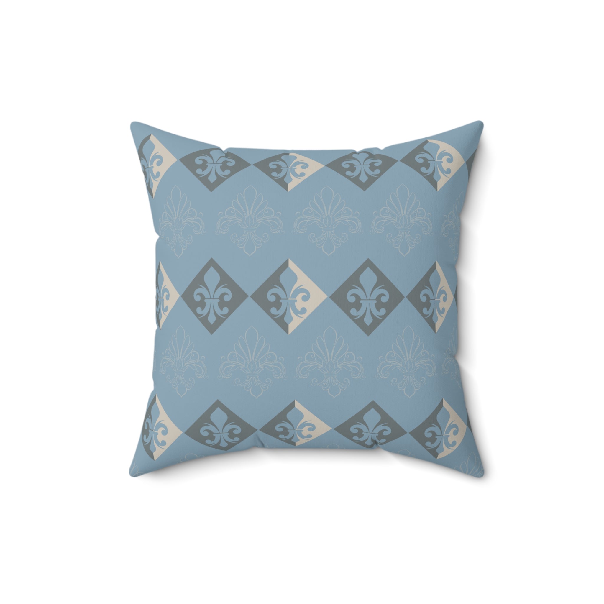 Decorative pillow with geometric pattern on a white background