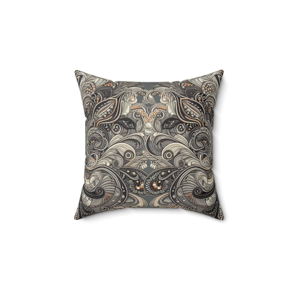Art Deco Paisley Floral Faux Suede Accent Pillow