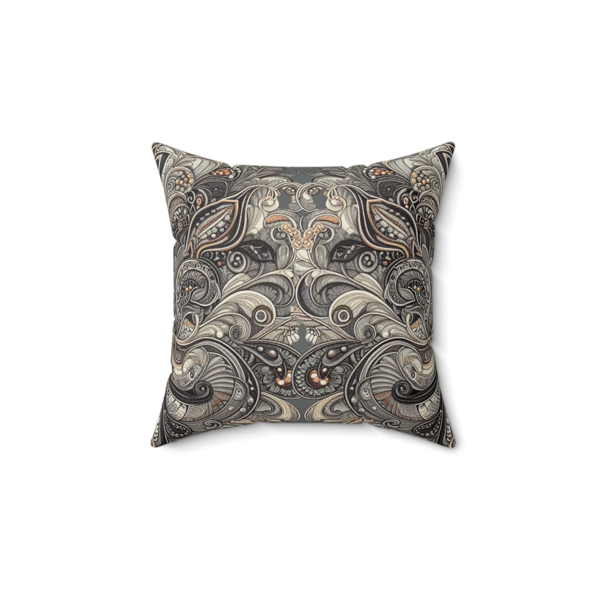 Art Deco Paisley Floral Faux Suede Accent Pillow