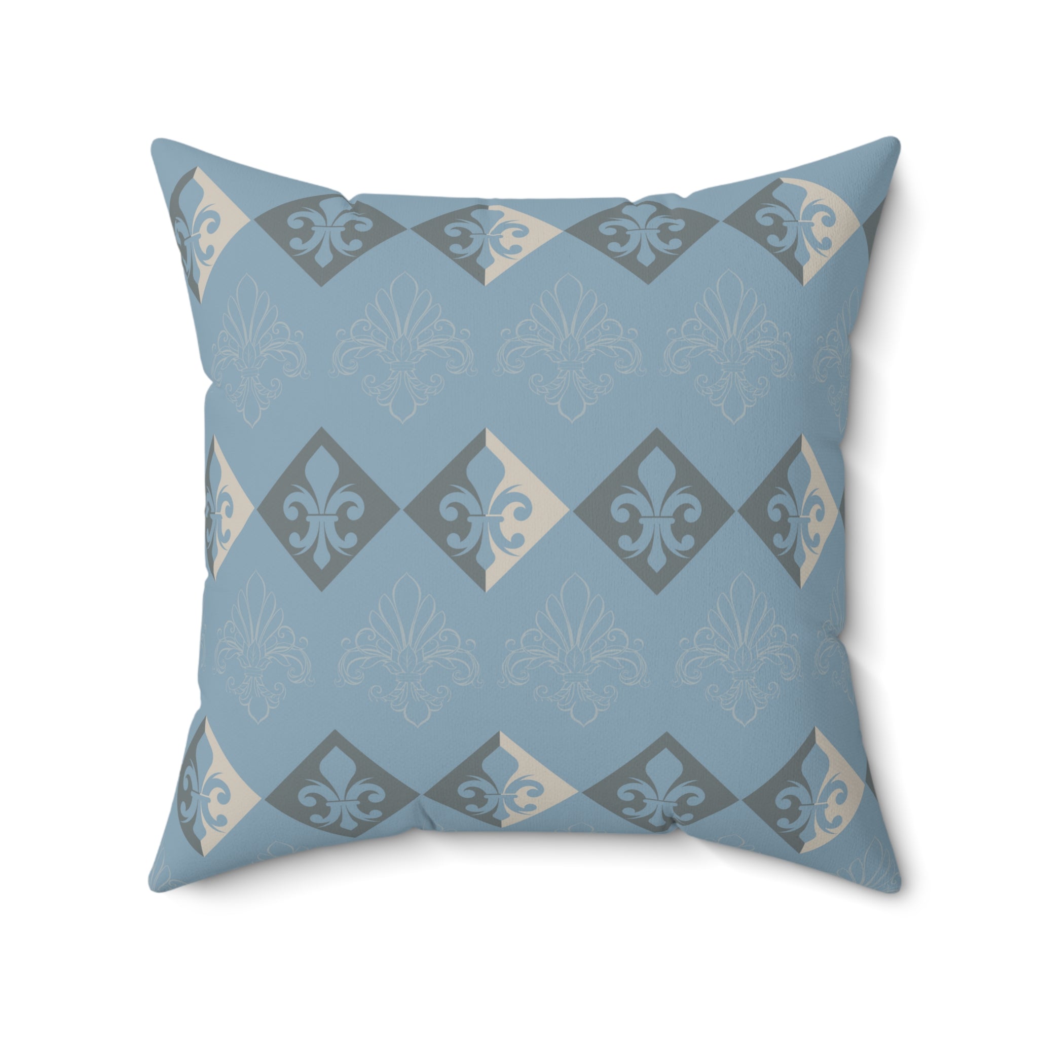 Decorative pillow with geometric pattern on a white background