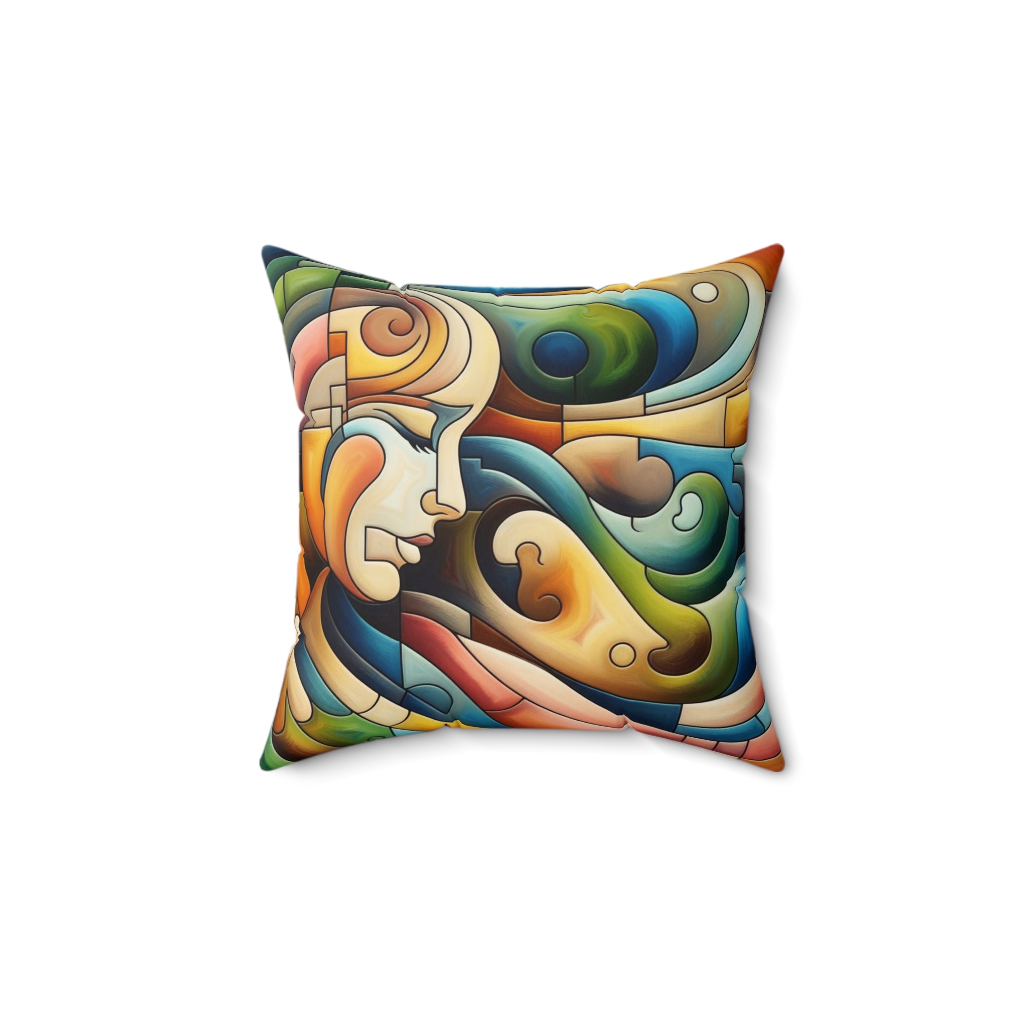 Colorful Art Deco Faux Suede Accent Pillow