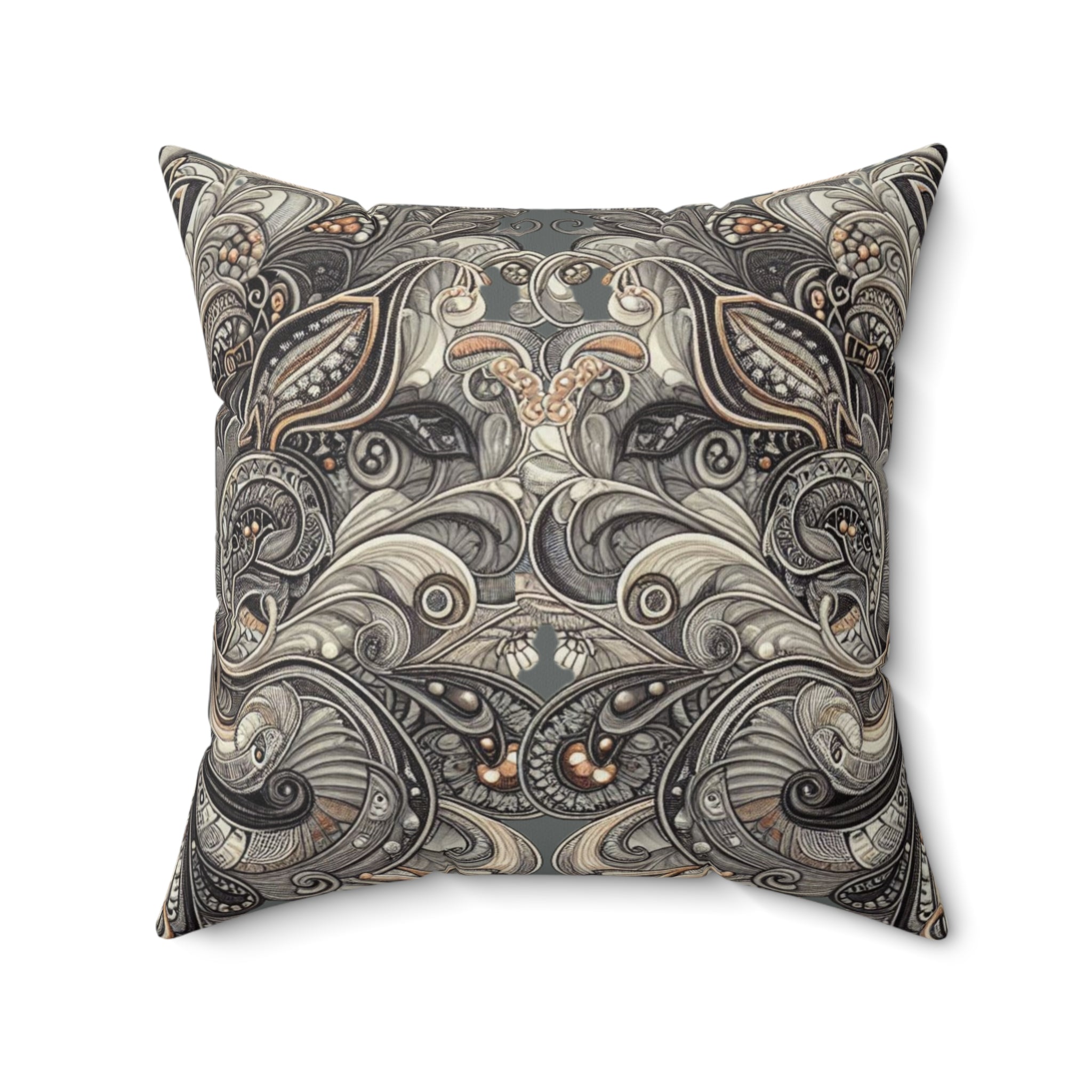 Art Deco Paisley Floral Faux Suede Accent Pillow