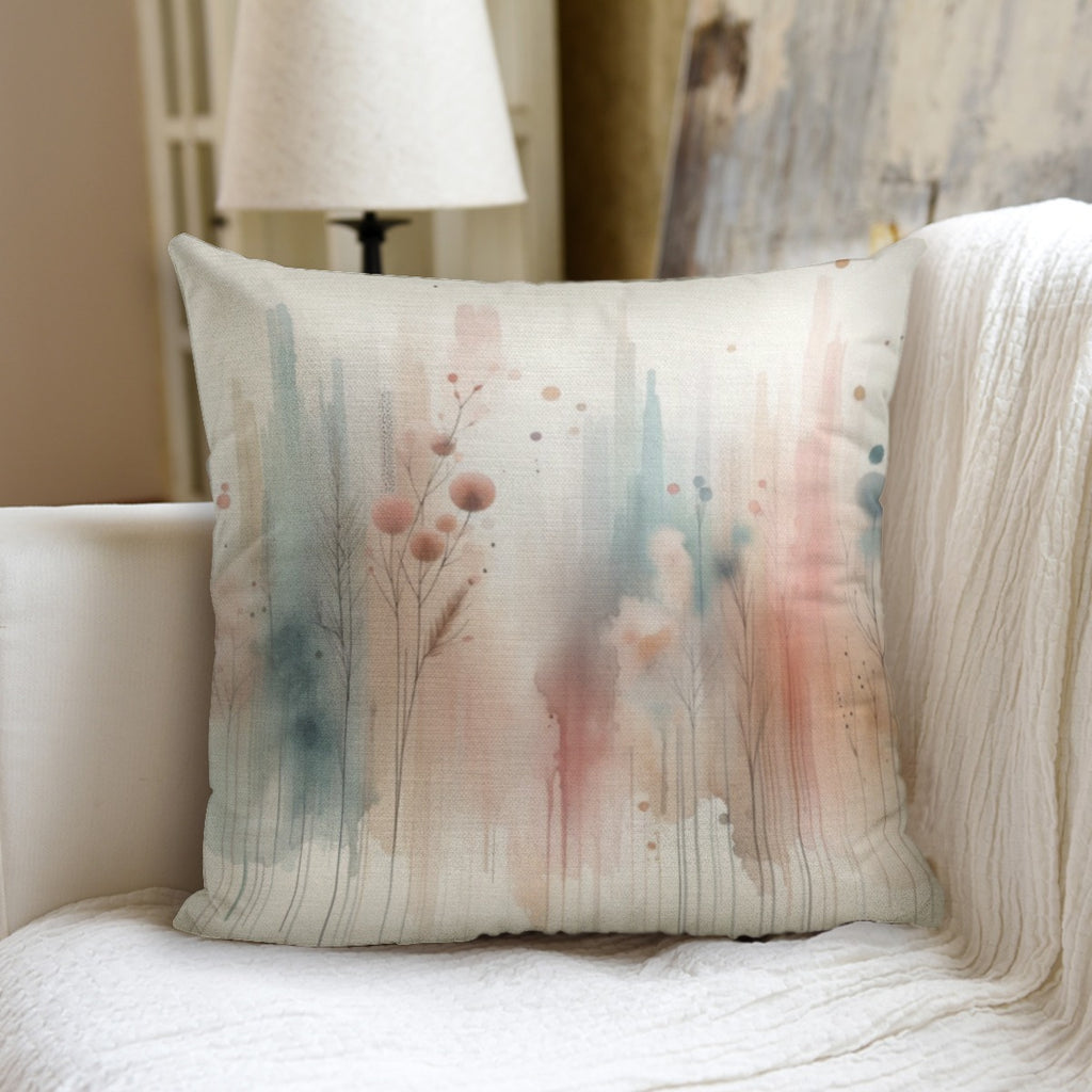 Abstract Wildflowers Accent Pillow - Polyester Cotton Blend Decorative Throw Pillow