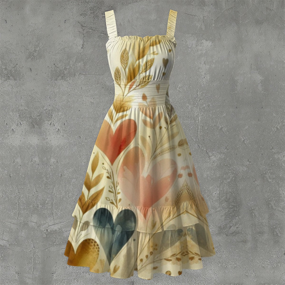 Dress with floral pattern on a gray background