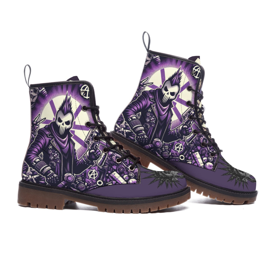 Men's Martin Skullstep Violet Leather Boots