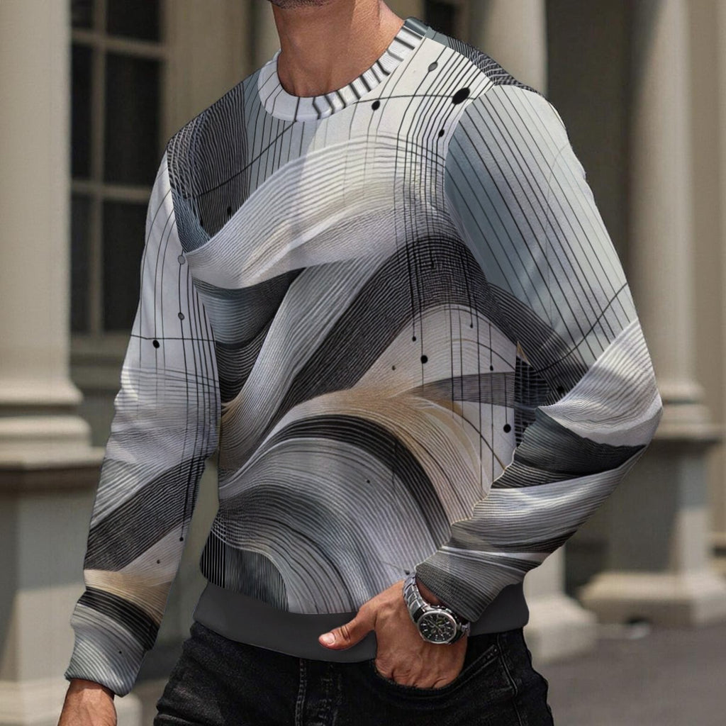 Men's Abstract Waves Heavy Fleece Sweatshirt