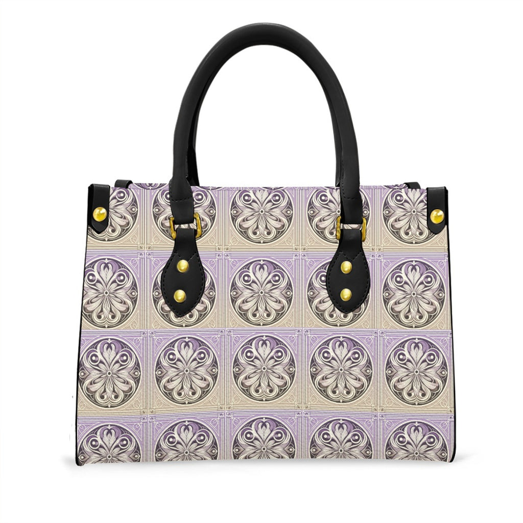 Handbag with decorative pattern on a white background