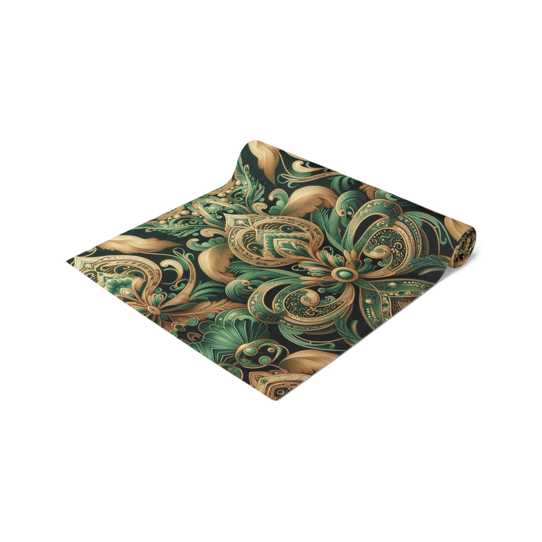 Elaborate Emerald Floral Table Runner