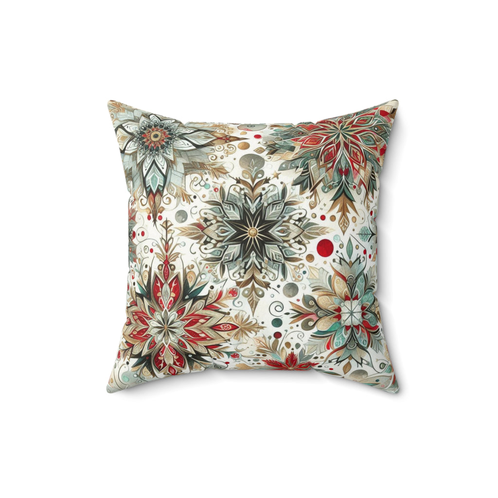 Decorative pillow with a floral pattern on a white background