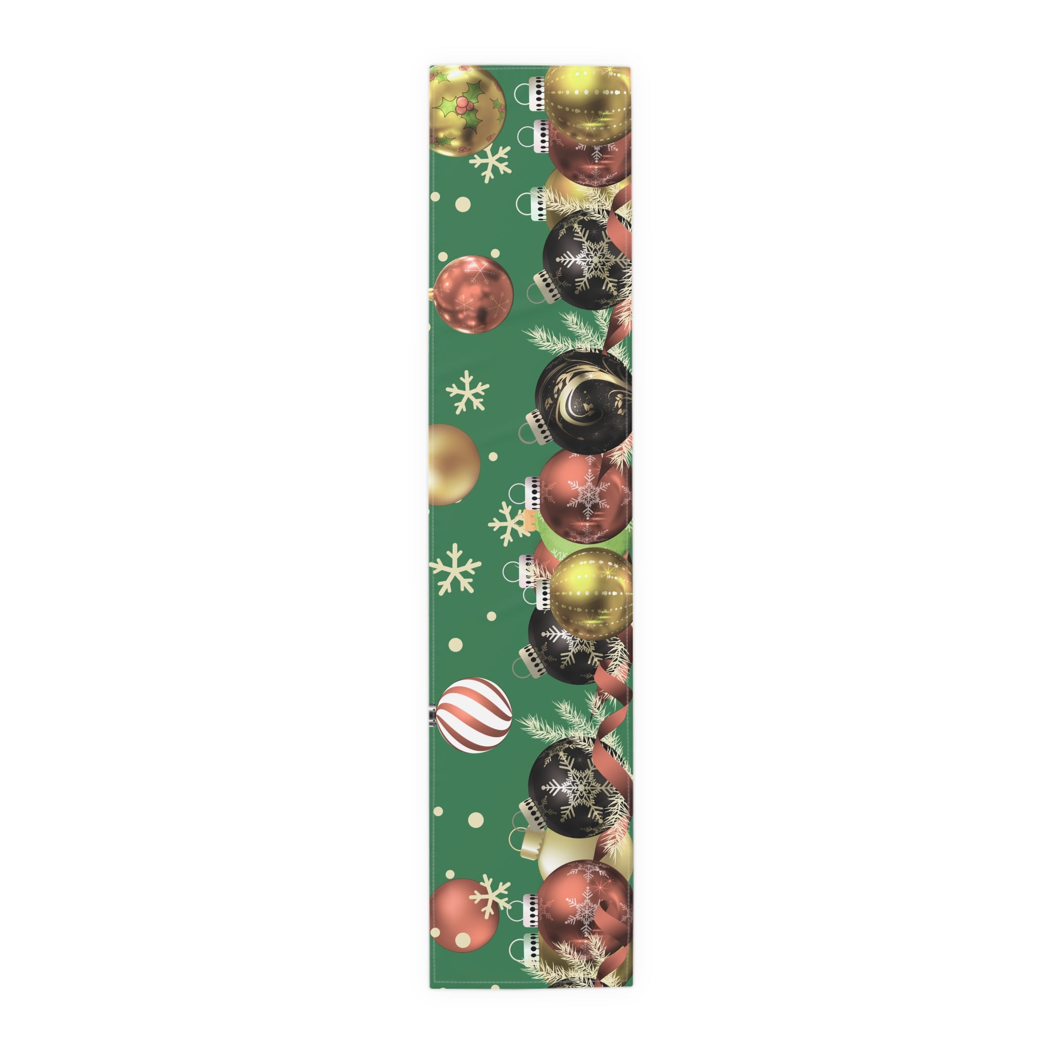 Christmas Ornaments Green Table Runner