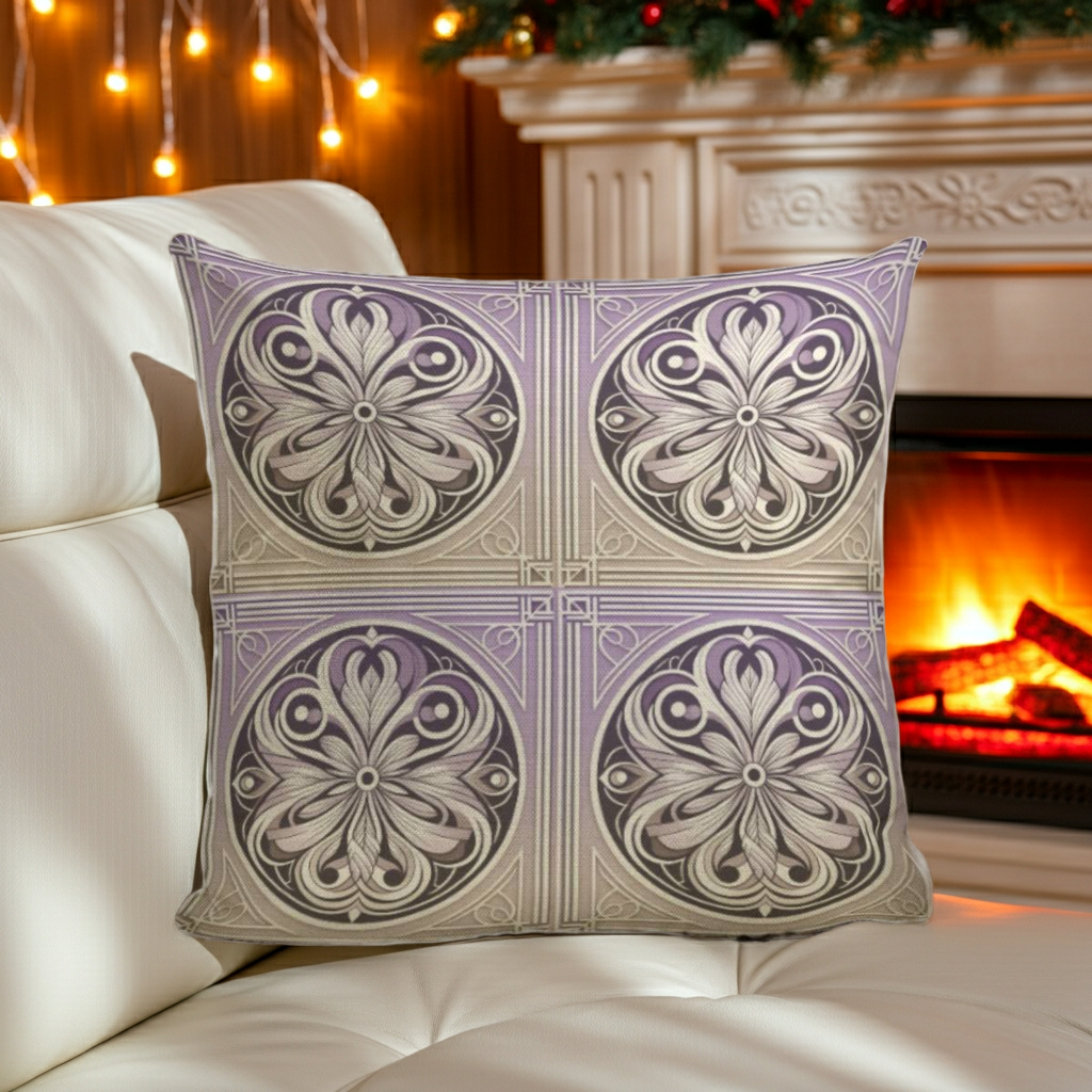 Decorative Lavender Floral Accent Pillow - Soft Poly-Cotton Blend with Insert