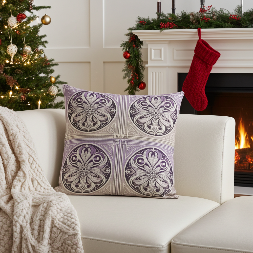 Decorative Lavender Floral Accent Pillow - Soft Poly-Cotton Blend with Insert