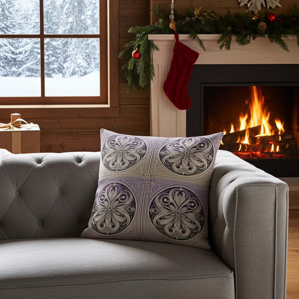 Decorative Lavender Floral Accent Pillow - Soft Poly-Cotton Blend with Insert