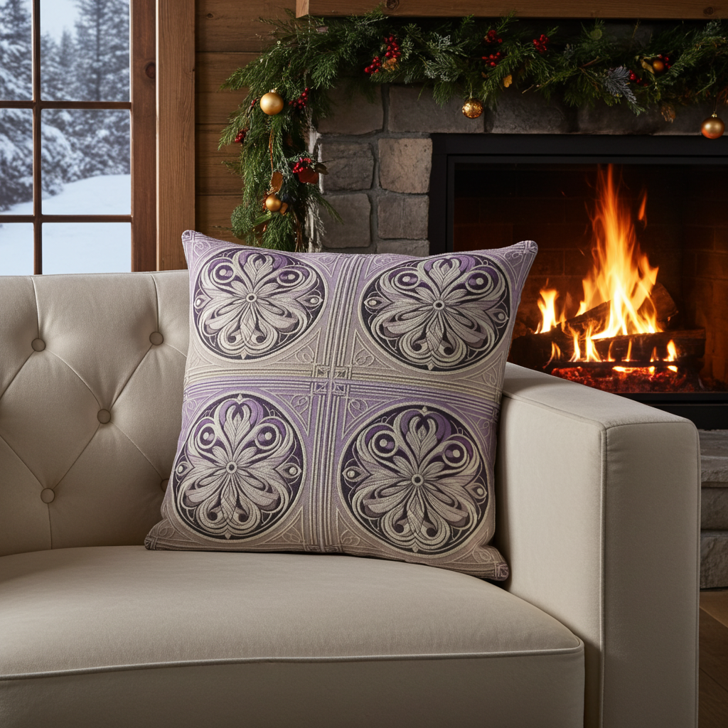 Decorative Lavender Floral Accent Pillow - Soft Poly-Cotton Blend with Insert